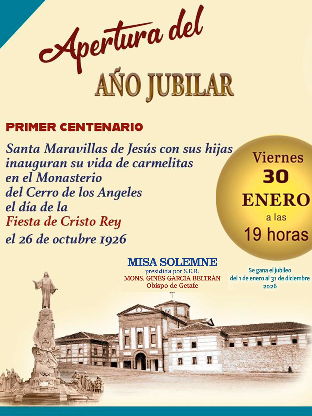 En este momento estás viendo MISA SOLEMNE DEL COMIENZO DEL AÑO JUBILAR – Viernes 30 de enero – MM. CARMELITAS DESCALZAS DEL CERRO DE LOS ANGELES