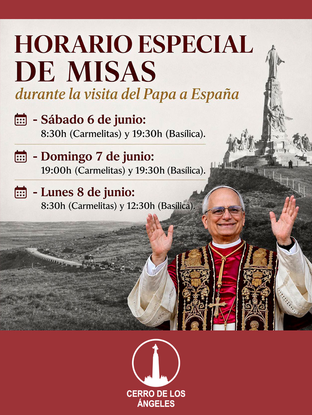 En este momento estás viendo Horario especial de Misas durante la visita del Papa a España